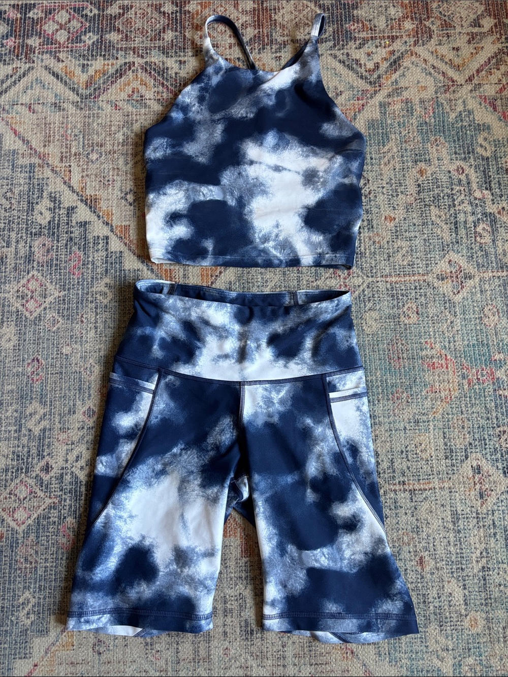 Old Navy Active Navy & White Tie-Dye powersoft set